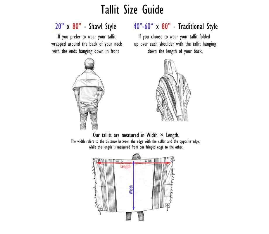 Gabrieli Handwoven Gray Silk Tallit Set - Shades of Blue Stripes