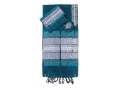Gabrieli Handwoven Green Silk Prayer Shawl Tallit Set - Silver Stripes