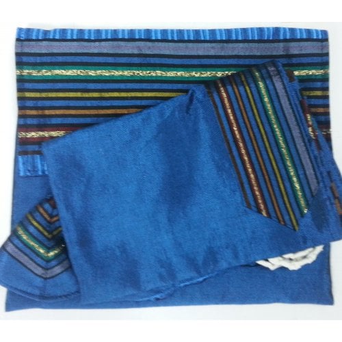 Gabrieli Handwoven Royal Blue Silk Tallit Set - Josephs Coats Colorful Stripes