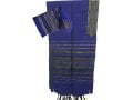 Gabrieli Handwoven Royal Blue Wool Tallit Set - Black and Gold stripes