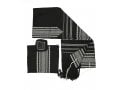 Gabrieli Handwoven Samuel Black Wool Tallit Set White Stripes