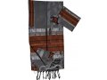 Gabrieli Handwoven Silk Gray Tallit Set - Copper Colored Stripes