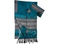 Gabrieli Handwoven Silk Teal Tallit Set - Blue and Silver Stripes