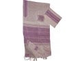 Gabrieli Handwoven White Silk Tallit Set - Fuchsia Design