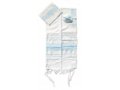 Gabrieli Handwoven White Silk Tallit Set - Light Blue Stripes