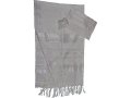 Gabrieli Handwoven White Silk Tallit Set - Silver Stripes