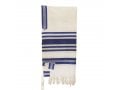 Gabrieli Handwoven White Wool Tallit Set - Blue and Silver Stripes