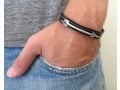 Gal Cohen Leather Mens Bracelet with Silver Plate Arrow