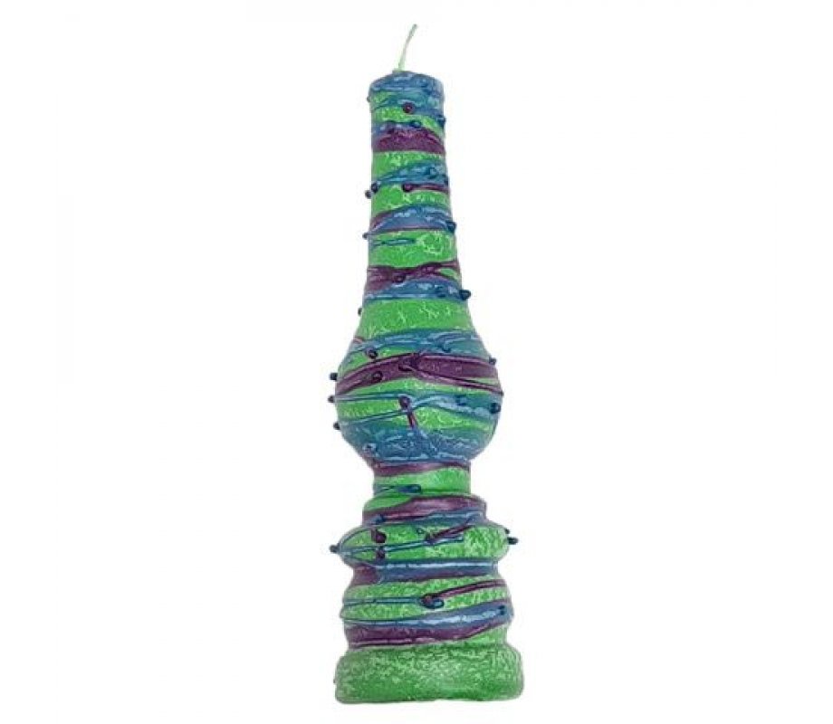 Galilee Style Handcrafted Lamp Havdalah Candle Strings Design - Green and Purple