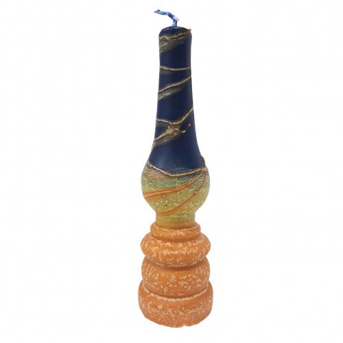 Galilee Style Handmade Lamp Havdalah Candle - Blue, Orange and Yellow