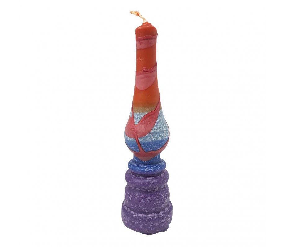 Galilee Style Handmade Lamp Havdalah Candle - Purple Orange Pink and Blue