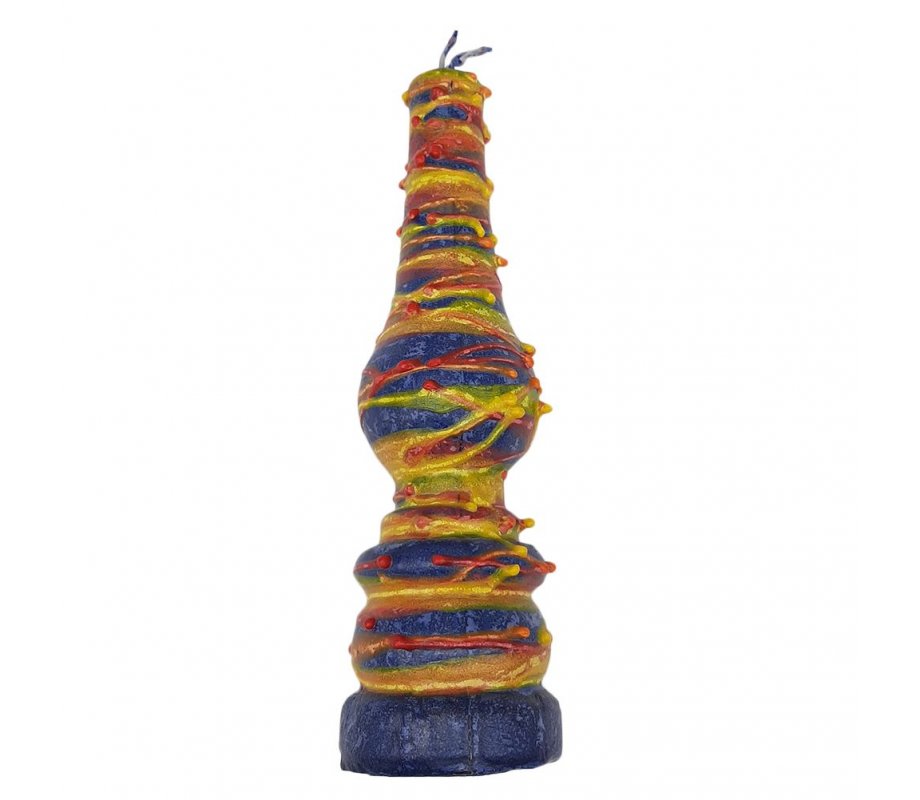 Galilee Style Handmade Lamp Havdalah Candle- Orange Yellow and Blue