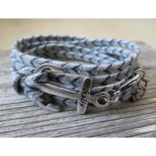 Galis Triple Wrap Gray Anchor Men's Bracelet