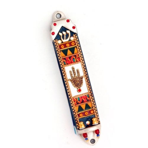 Geometric Hamsa Mezuzah by Ester Shahaf