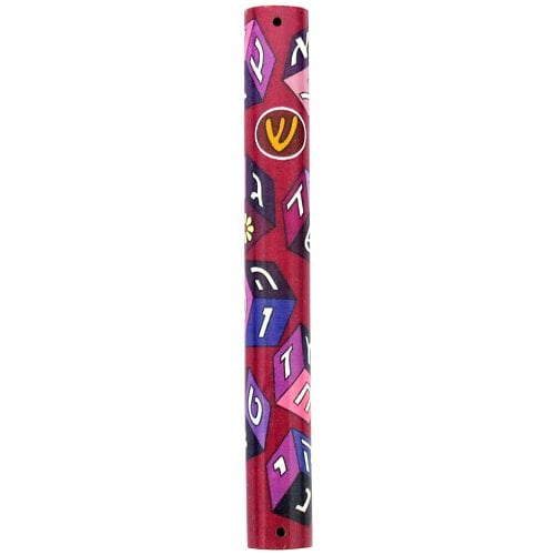Girls Wood Alef Bet Mezuzah