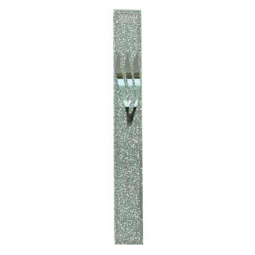 Glass Mezuzah Case - Frosted Silver Gray, Elongated Shin Letter