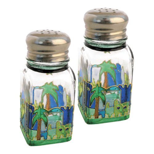 Glass Salt and Pepper Shakers with Jerusalem design