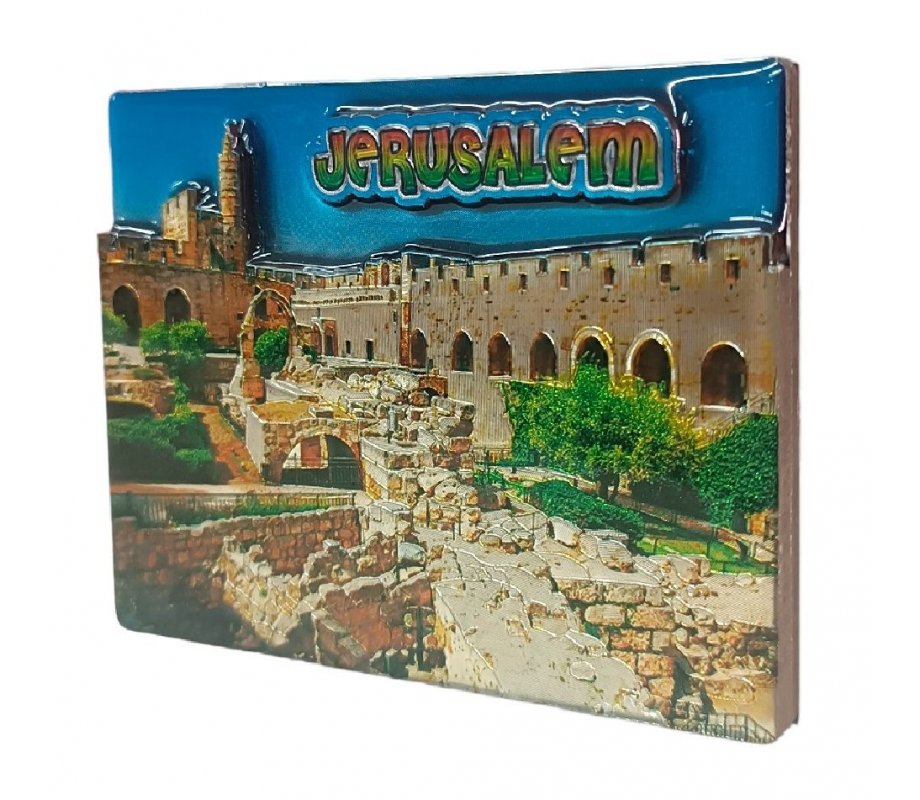 Gleaming Colorful 3-D Magnet, Wood and Epoxy - Citadel of David Excavation Site