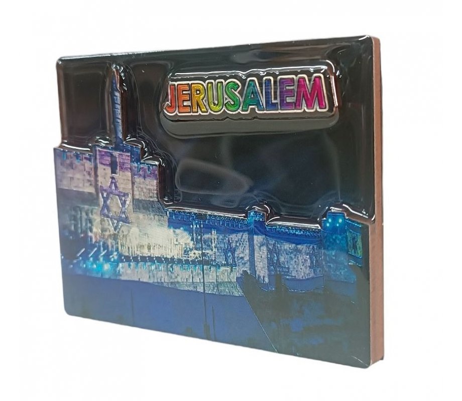 Gleaming Colorful 3D Magnet, Wood and Epoxy – Citadel of David and Stars of David