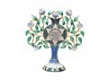 Gleaming Free Standing Enamel Pomegranate Tree, Green and Blue - Home Blessing