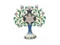 Gleaming Free Standing Enamel Pomegranate Tree, Green and Blue - Home Blessing
