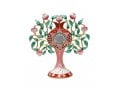 Gleaming Free Standing Enamel Pomegranate Tree, Green and Pink - Home Blessing