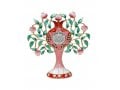 Gleaming Free Standing Enamel Pomegranate Tree, Green and Pink - Home Blessing