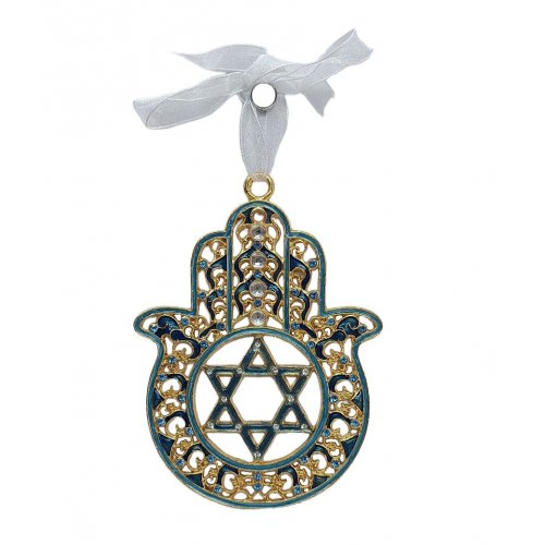 Gleaming Hamsa Wall Hanging, Star of David  Choice of Colors