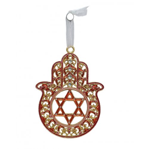 Gleaming Hamsa Wall Hanging, Star of David  Choice of Colors