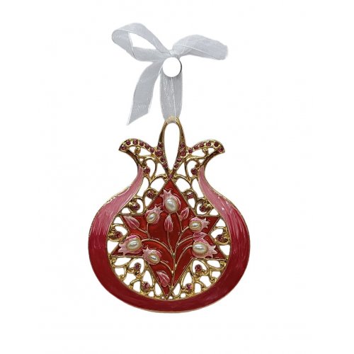 Gleaming Pomegranate Wall Hanging with Crystals, Star of David - Choice of Colors