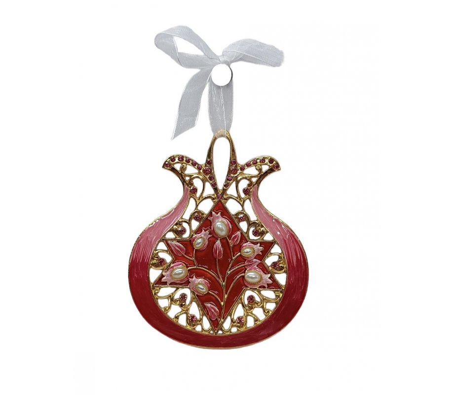 Gleaming Pomegranate Wall Hanging with Crystals, Star of David - Choice of Colors