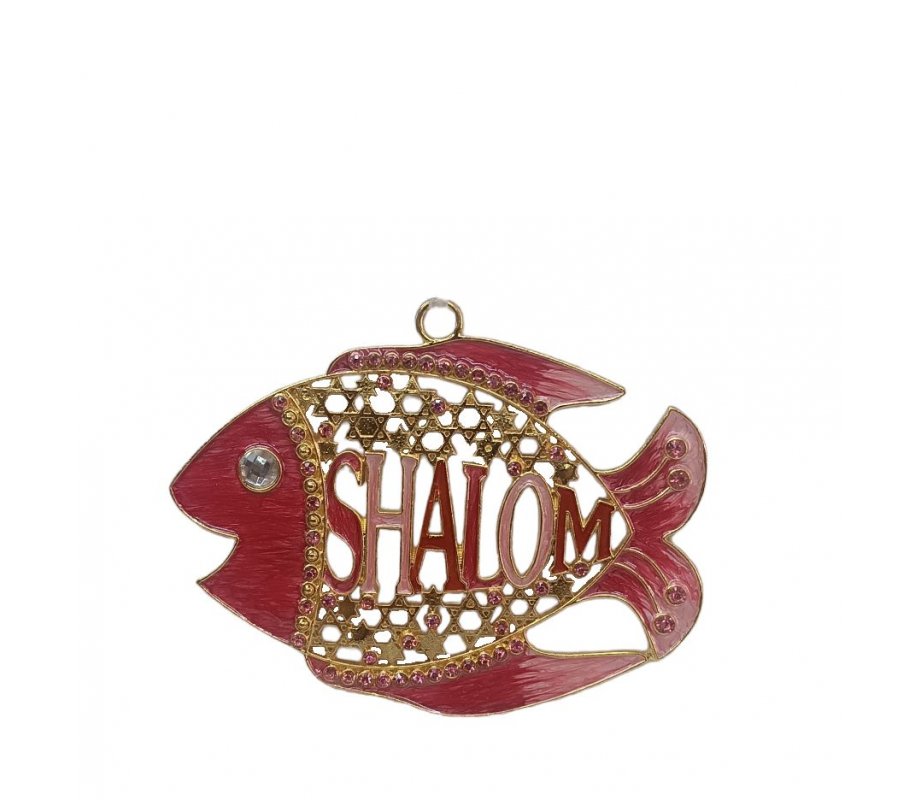 Gleaming Wall Decoration, Fish with Shalom and Star of David  Choice of Colors