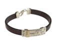 Golan Leather Men Bracelet with Sterling Silver Hebrew Travelers Prayer