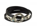 Golan Leather Triple-Wrap Men Bracelet Silver Hamsa & Hebrew Aaron Blessing