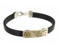 Golan Studio Men Leather Bracelet Silver Hebrew Shema Prayer & Gold Star of David