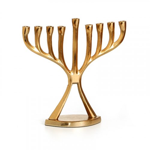 Gold Aluminum Angular Chanukah Menorah - 9.6