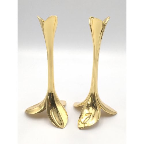 Gold Candlesticks - Slender Orchid Design