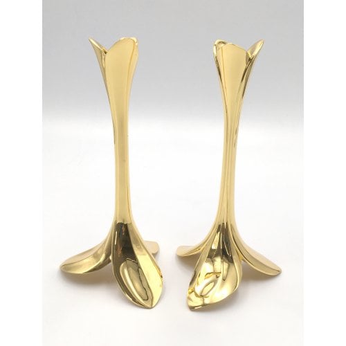 Gold Candlesticks - Slender Orchid Design