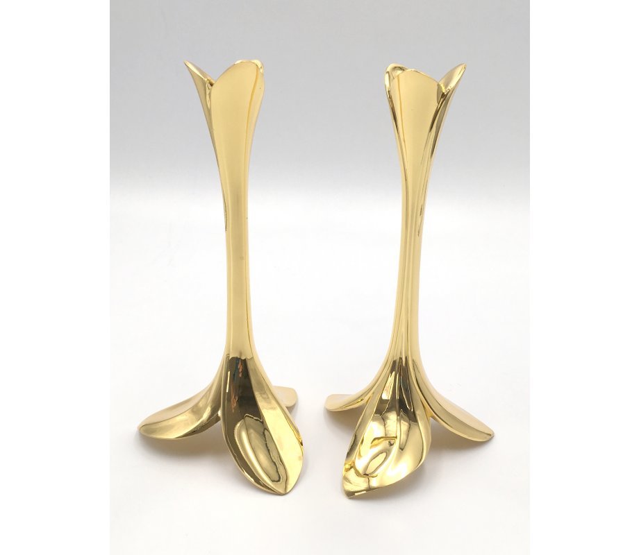 Gold Candlesticks - Slender Orchid Design