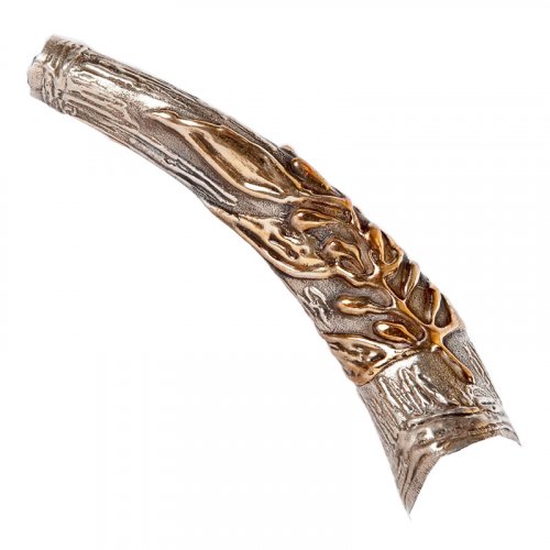 Gold Color Menorah on Sterling Silver Yemenite Shofar