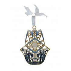 Gold Color Metal and Enamel Hamsa Wall Hanging - Jerusalem Star of David