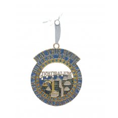 Gold Color Metal and Enamel Wall Hanging - English Home Blessing Jerusalem
