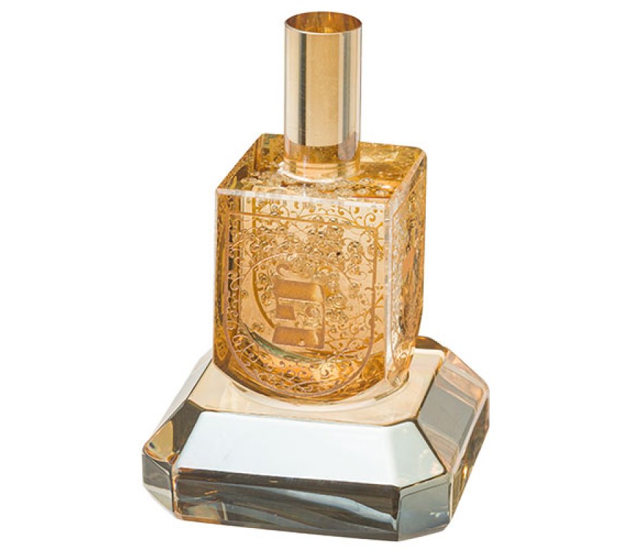 Gold Crystal Dreidel on Glass Base Nes Gadol Hayah Poh