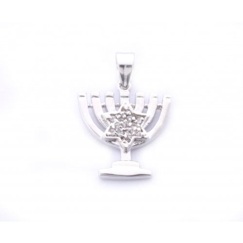 Gold Filled 7 Branch Menorah Pendant with Star of David