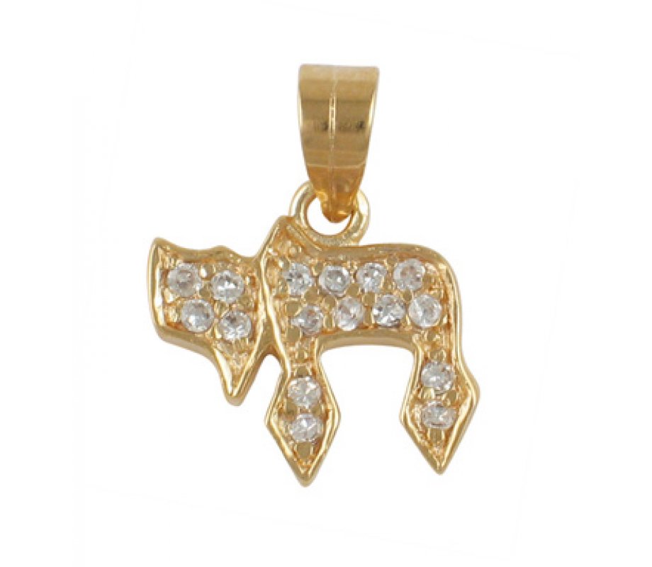 Gold Filled Chai Pendant Studded with Zirconium