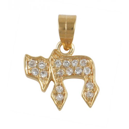 Gold Filled Chai Pendant with zirconium