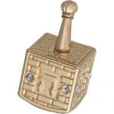 Gold Finish Metal Chanukah Dreidel with Nes Gadol Haya Poh Letters