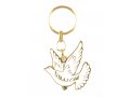 Gold Framed Metal Keychain - White Dove with 