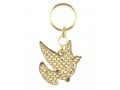 Gold Framed Metal Keychain - White Dove with 