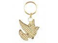 Gold Framed Metal Keychain - White Dove with 